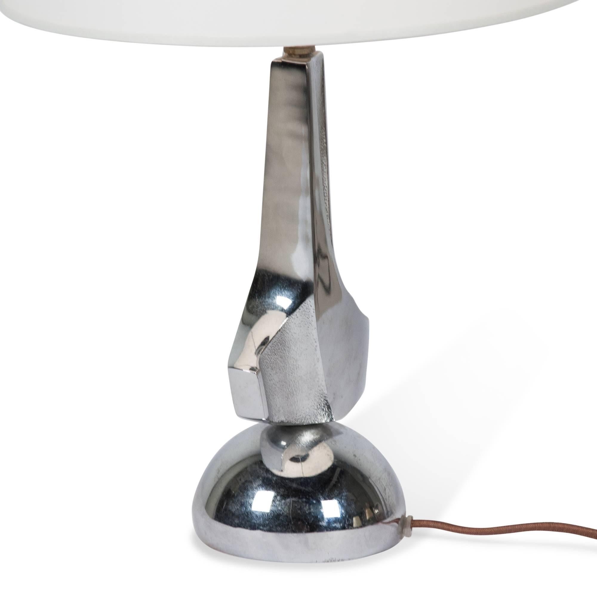 Silk Chrome Streamline Table Lamp, Italian, 1930s For Sale