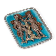 Figurative Ceramic Plaque Depicting Adam, Eve and the Serpent, German, 1930s