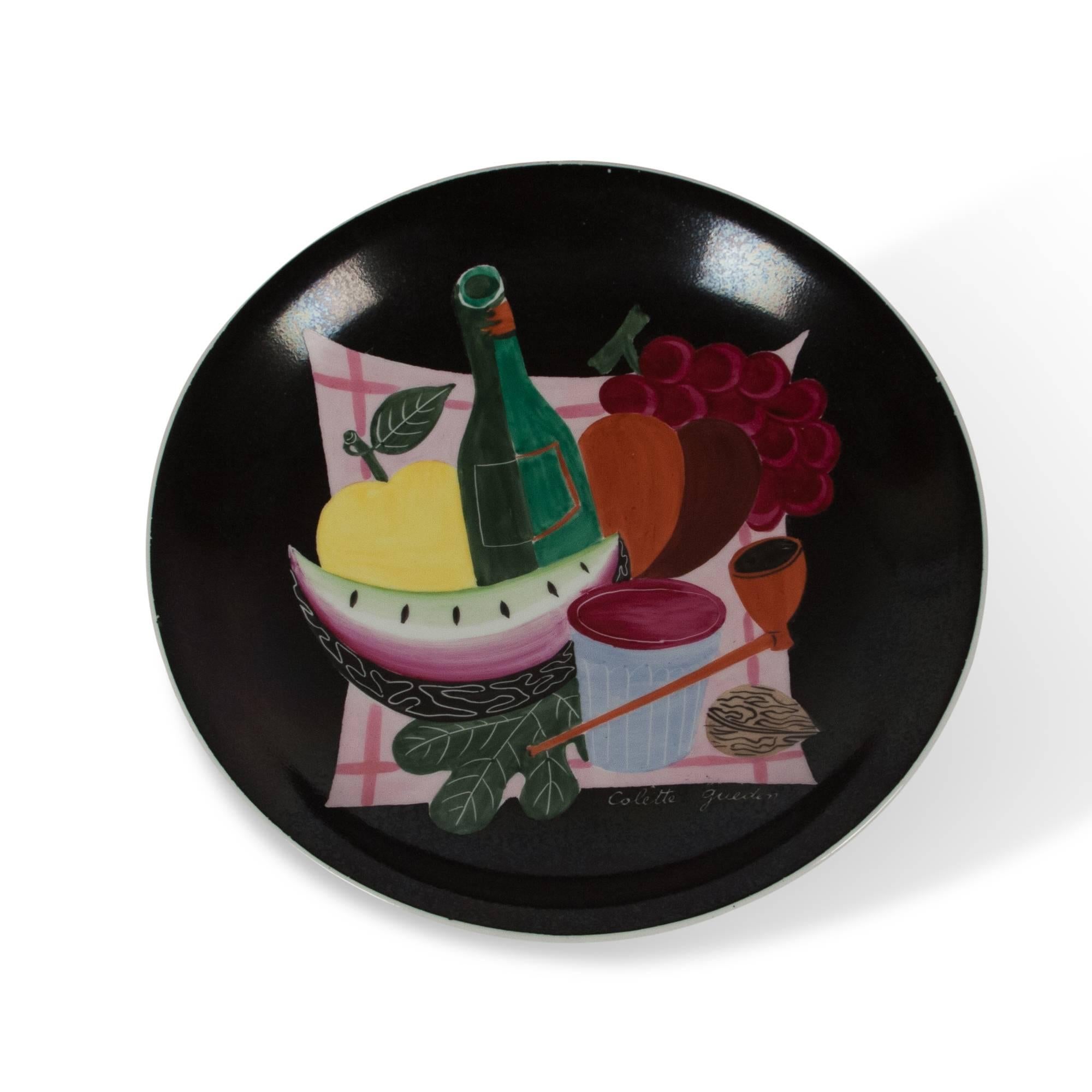 Ceramic Set of Four Still-Life Plates by Colette Gueden for Primavera For Sale