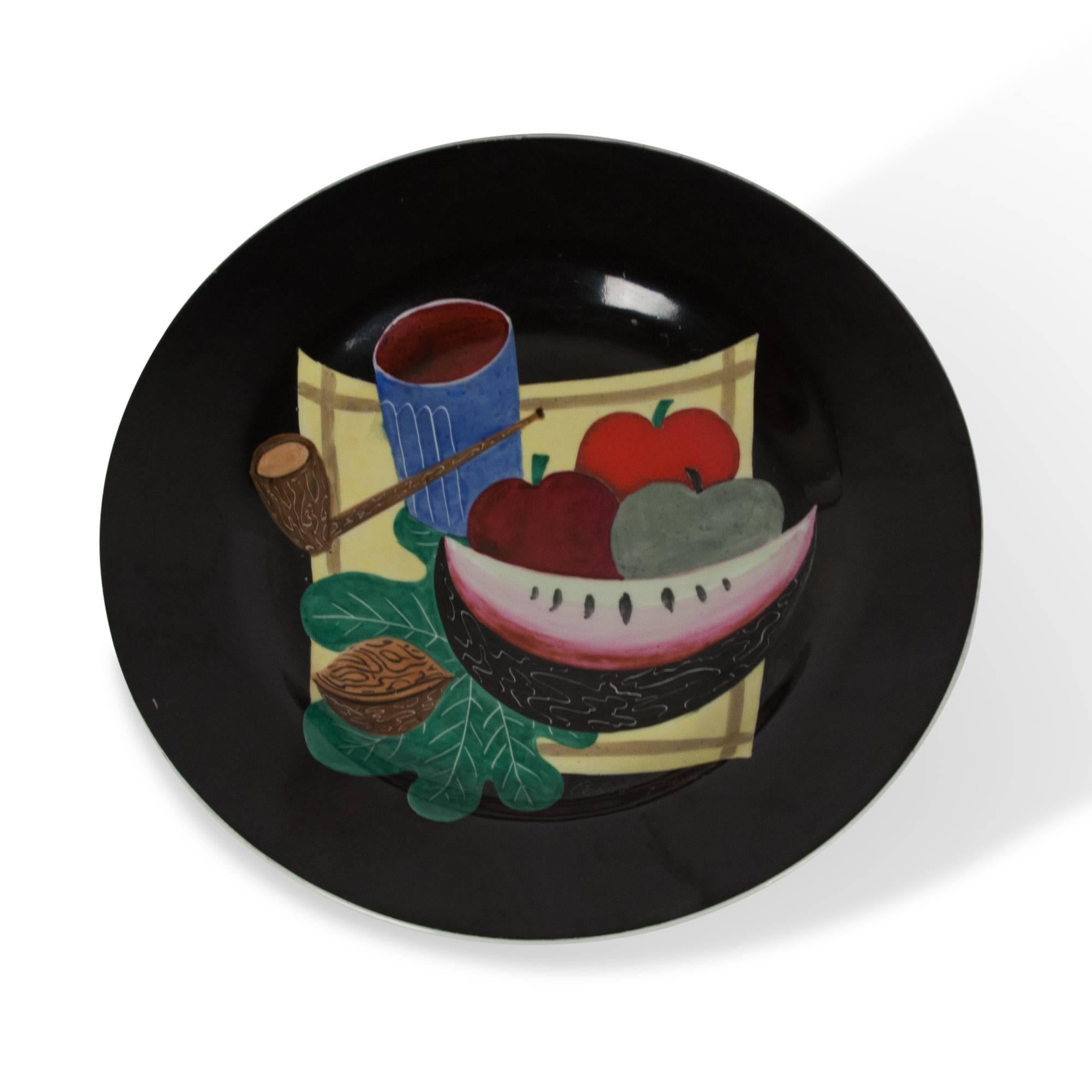 Mid-20th Century Set of Four Still-Life Plates by Colette Gueden for Primavera For Sale