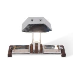Nickel and Palissandre Desk Lamp, French, 1930s