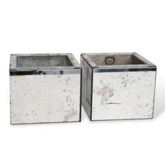 Pair of Antiqued Mirror Planters