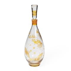 Bohemian Glass Bottle with Stopper, Early 20th Century