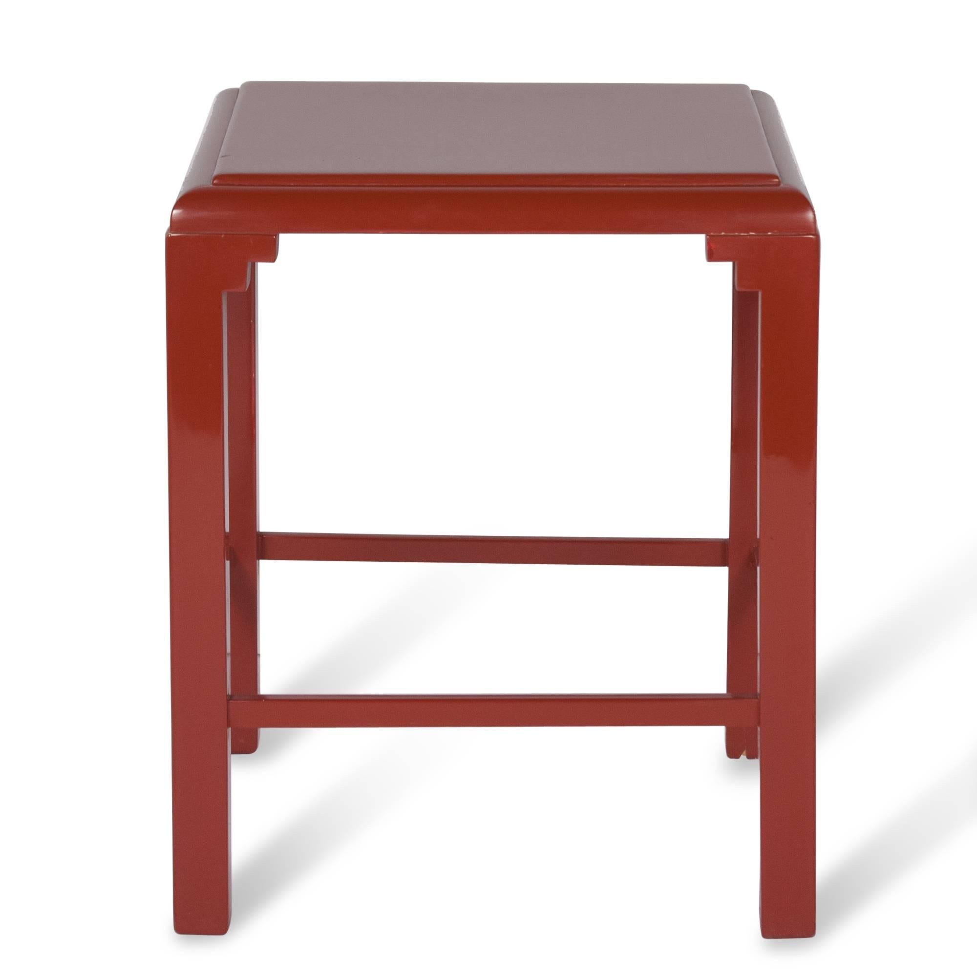 Small red lacquer table in oriental style, French, 1930s. 14