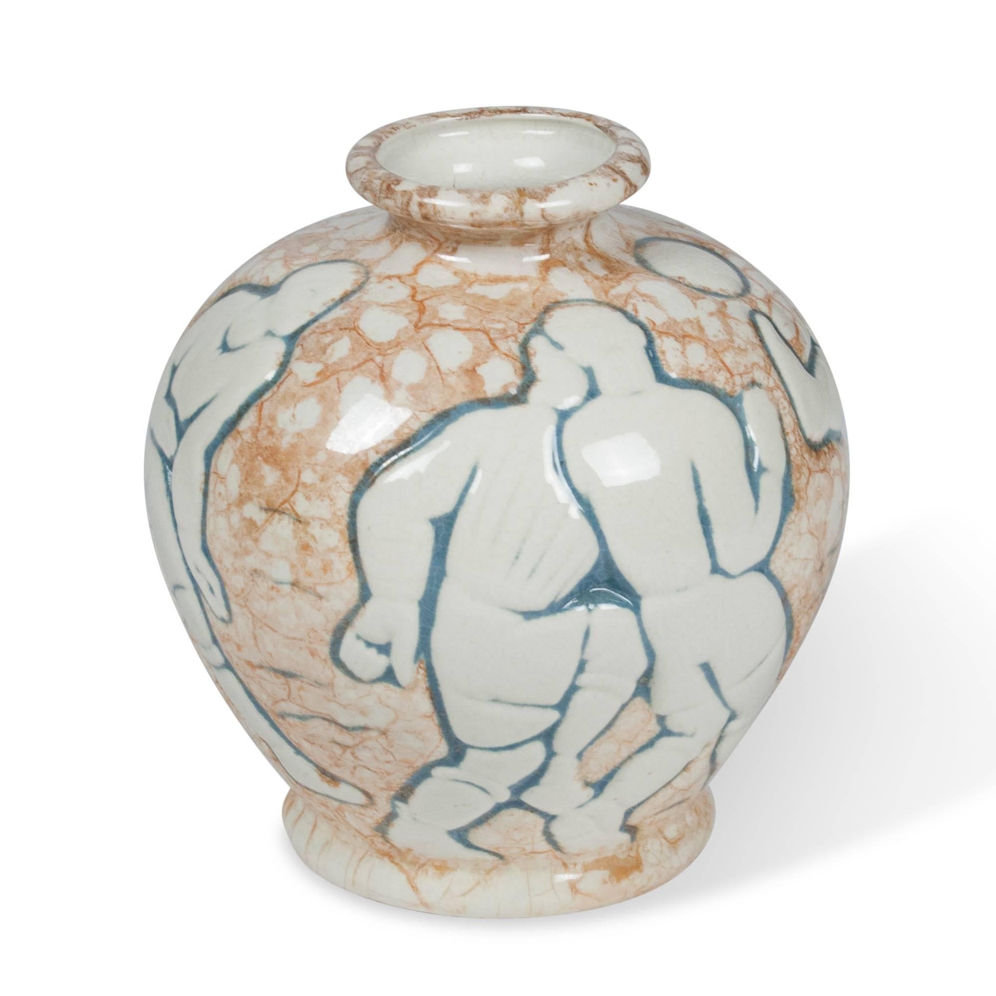 Art Deco Soccer or European Football Vase by Mougin Freres For Sale