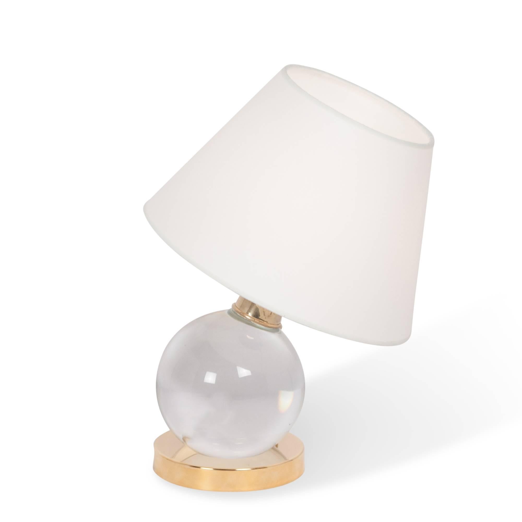 Modern Pivoting Crystal Ball Table Lamp For Sale