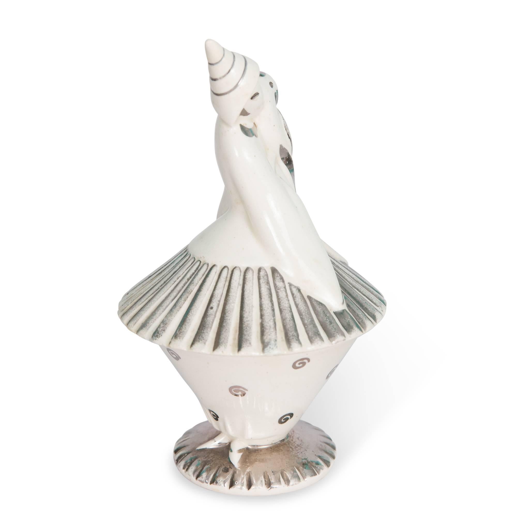 Art Deco Figural Lidded Porcelain Bowl by Atelier Primavera For Sale