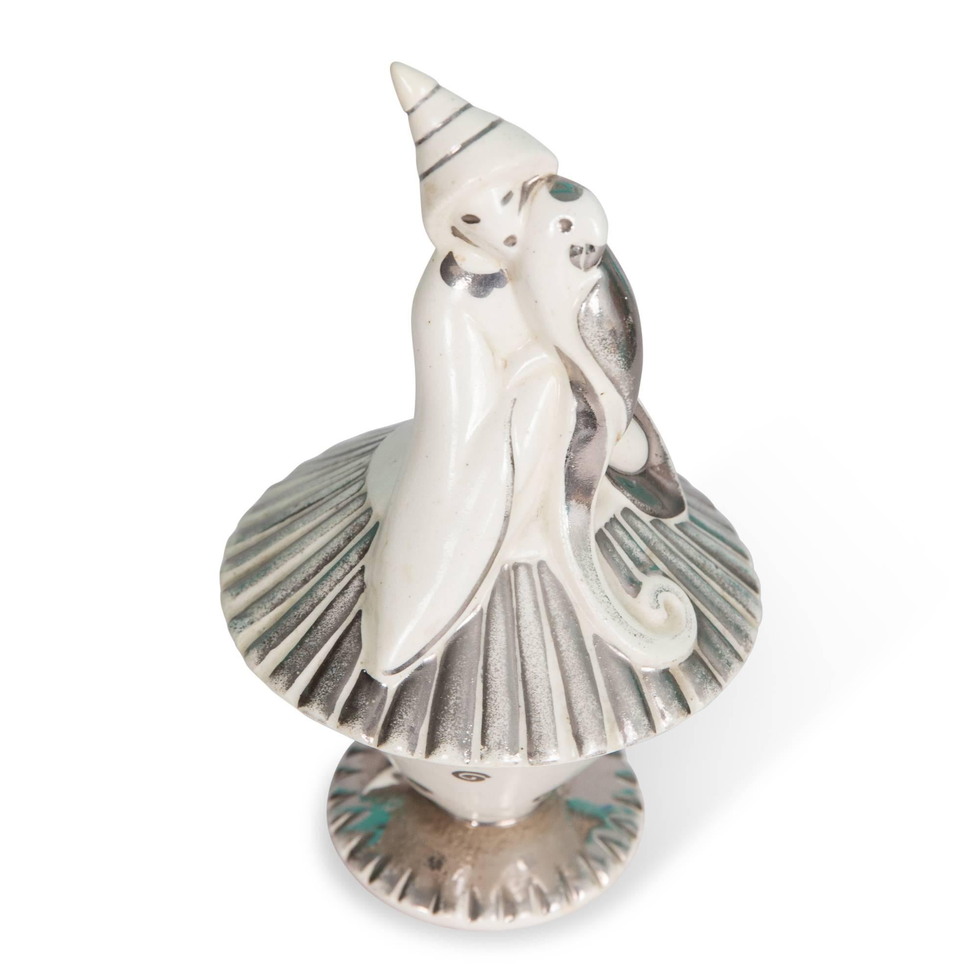 French Figural Lidded Porcelain Bowl by Atelier Primavera For Sale