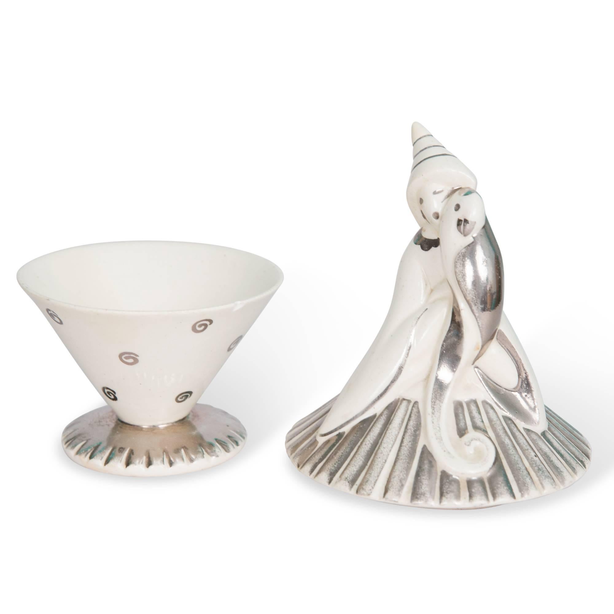 Figural Lidded Porcelain Bowl by Atelier Primavera For Sale 1