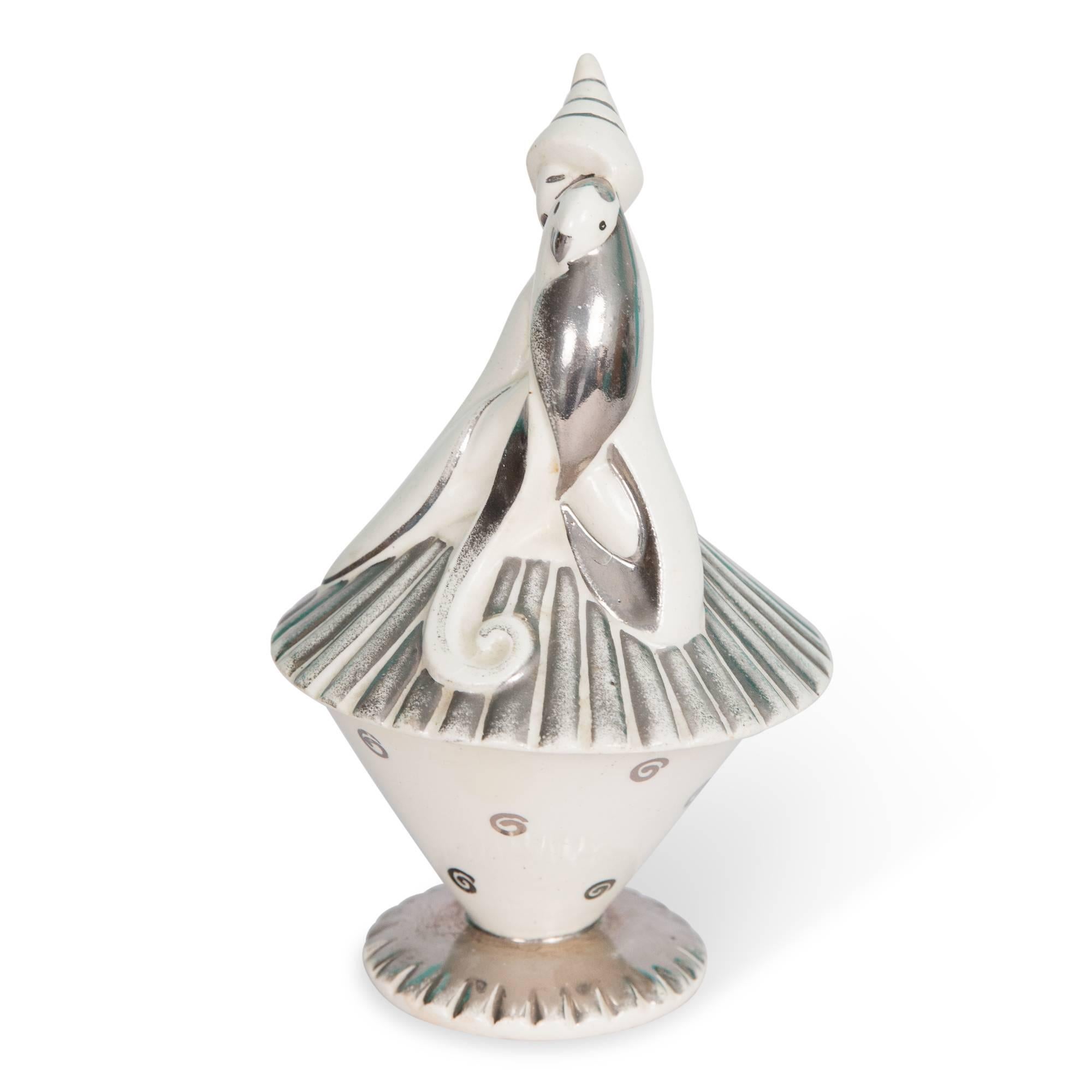 Figural Lidded Porcelain Bowl by Atelier Primavera For Sale 2
