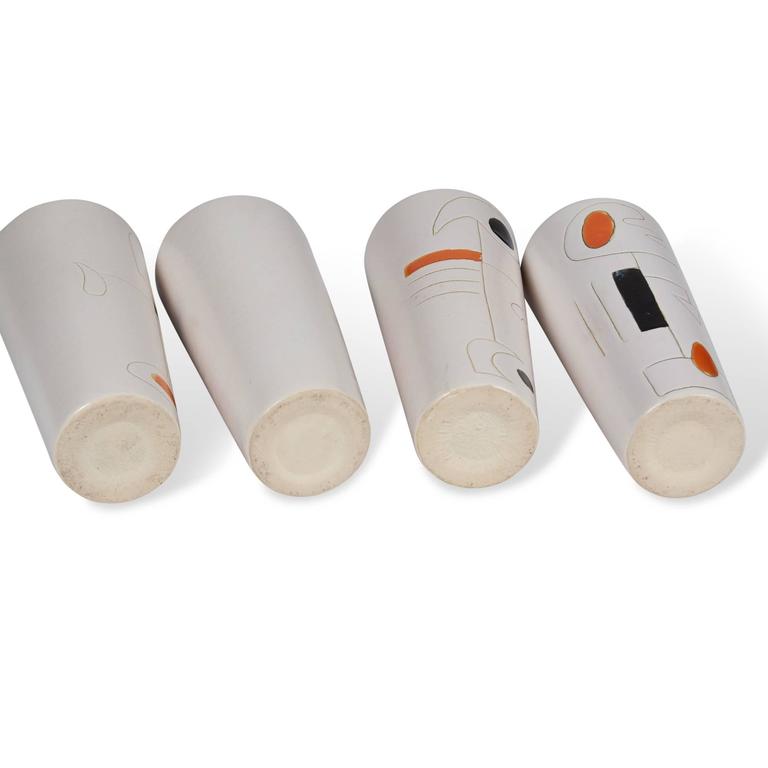 Set of Four White Ceramic Drinking Glasses at 1stDibs