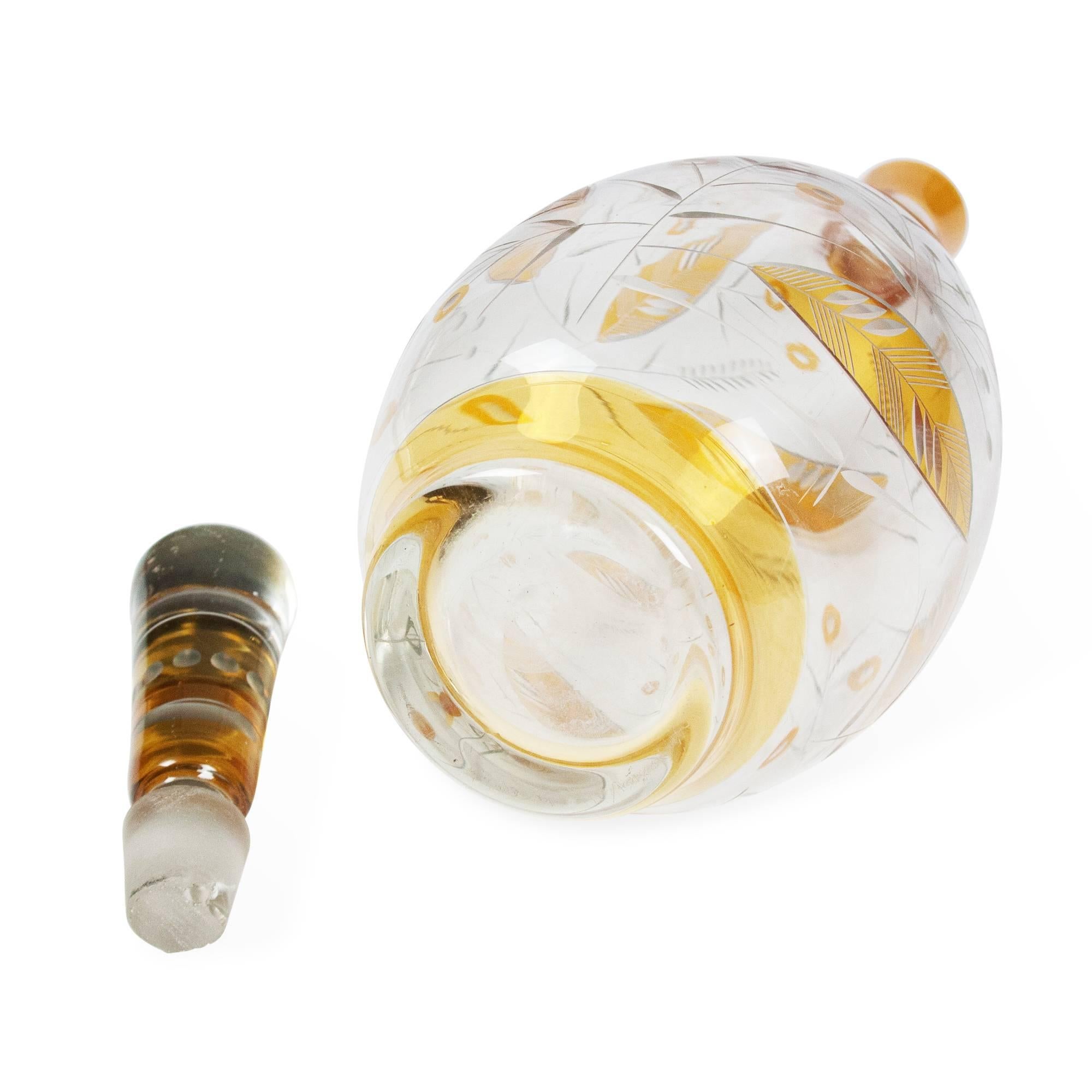 Bohemian Glass Bottle with Stopper, Early 20th Century For Sale 1