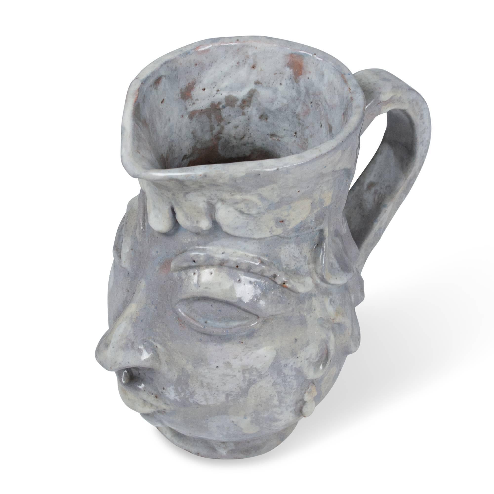 Art Deco Glazed Sculpted Ceramic Pitcher, French, 1930s For Sale