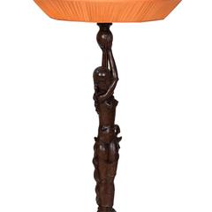 Carved Wood Figural Tall Table or Floor Lamp, German, circa 1920