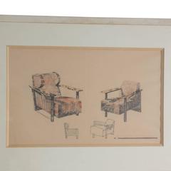 Designer's Drawing of Two Armchairs, French, 1931