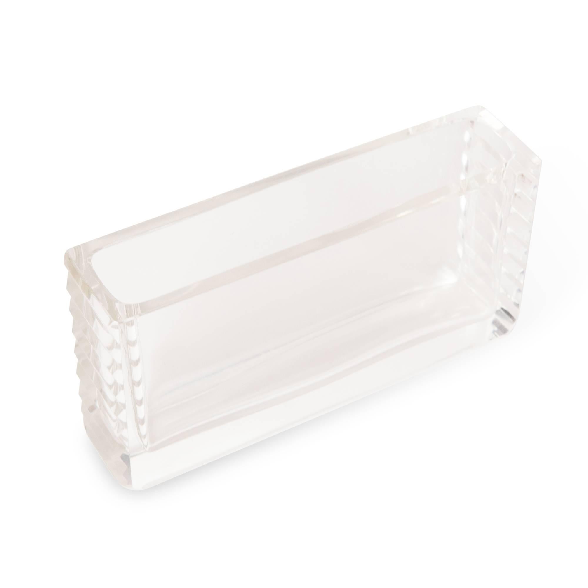 Narrow Clear Glass Rectangular Vase by Jean Luce, circa 1930 For Sale 1
