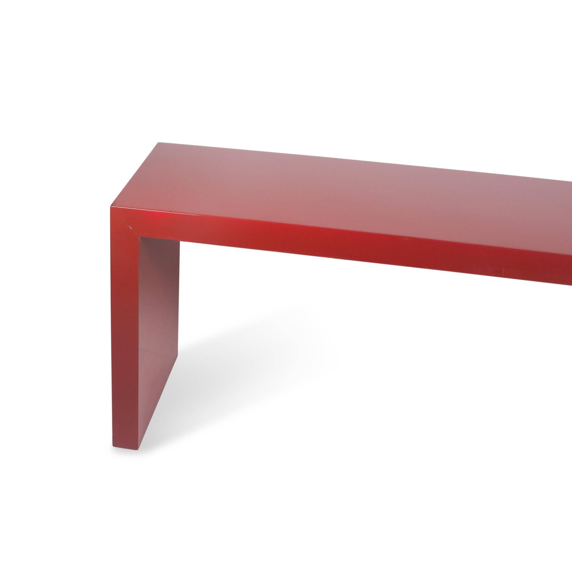 American Red Lacquered Parsons Style Console Table For Sale