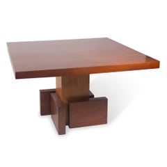 Cubist Pedestal Base Square Dining Table, French, 1930s