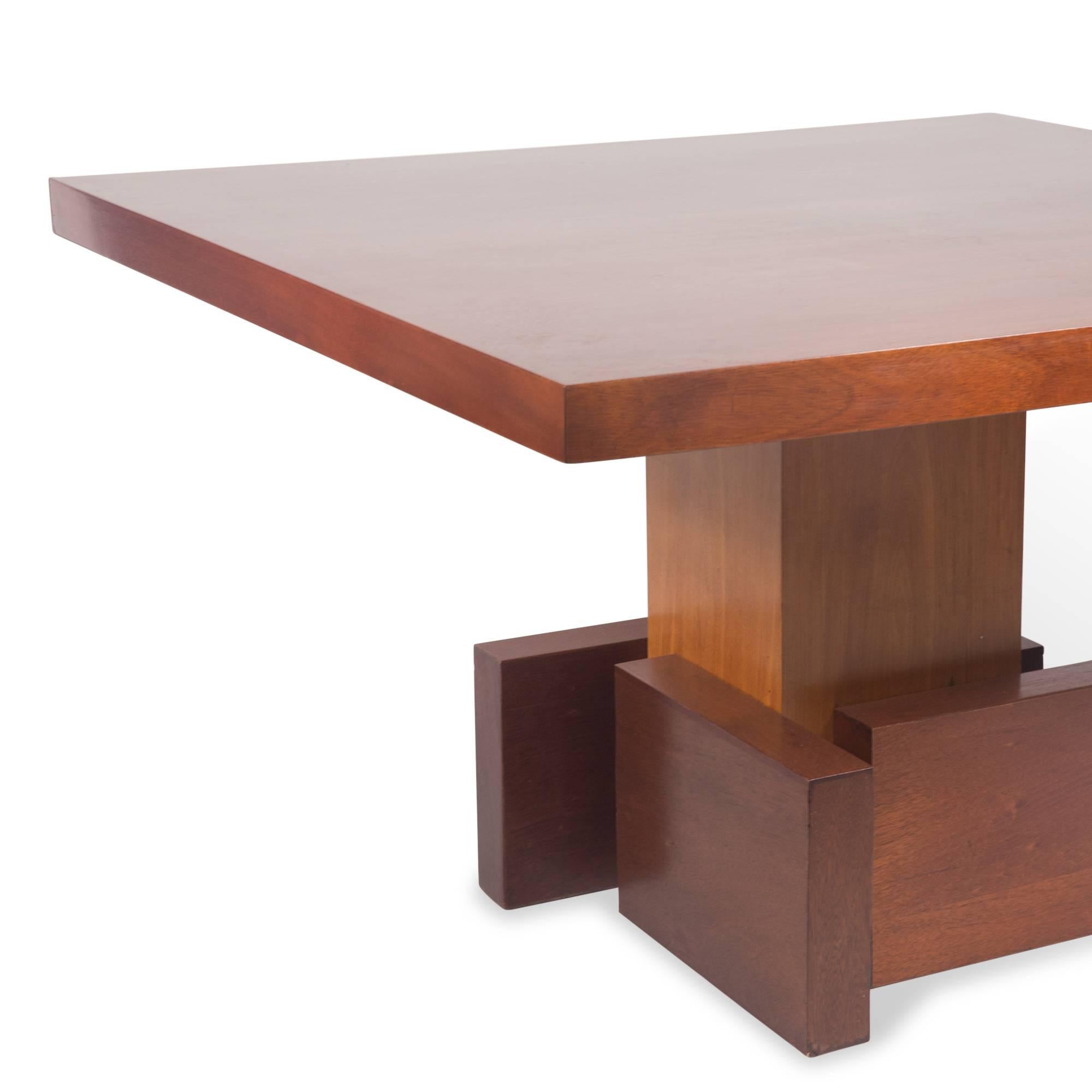 Cubist Pedestal Base Square Dining Table, French, 1930s In Excellent Condition For Sale In Hoboken, NJ