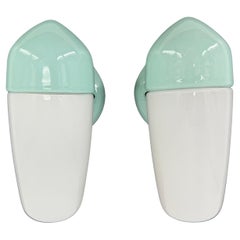 Lampade a stelo in porcellana blu acqua degli anni '50 di Wilhelm Wagenfeld per Lindner