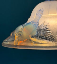 Suspensions Art déco en verre opalescent signées Alain Boris Lacroix