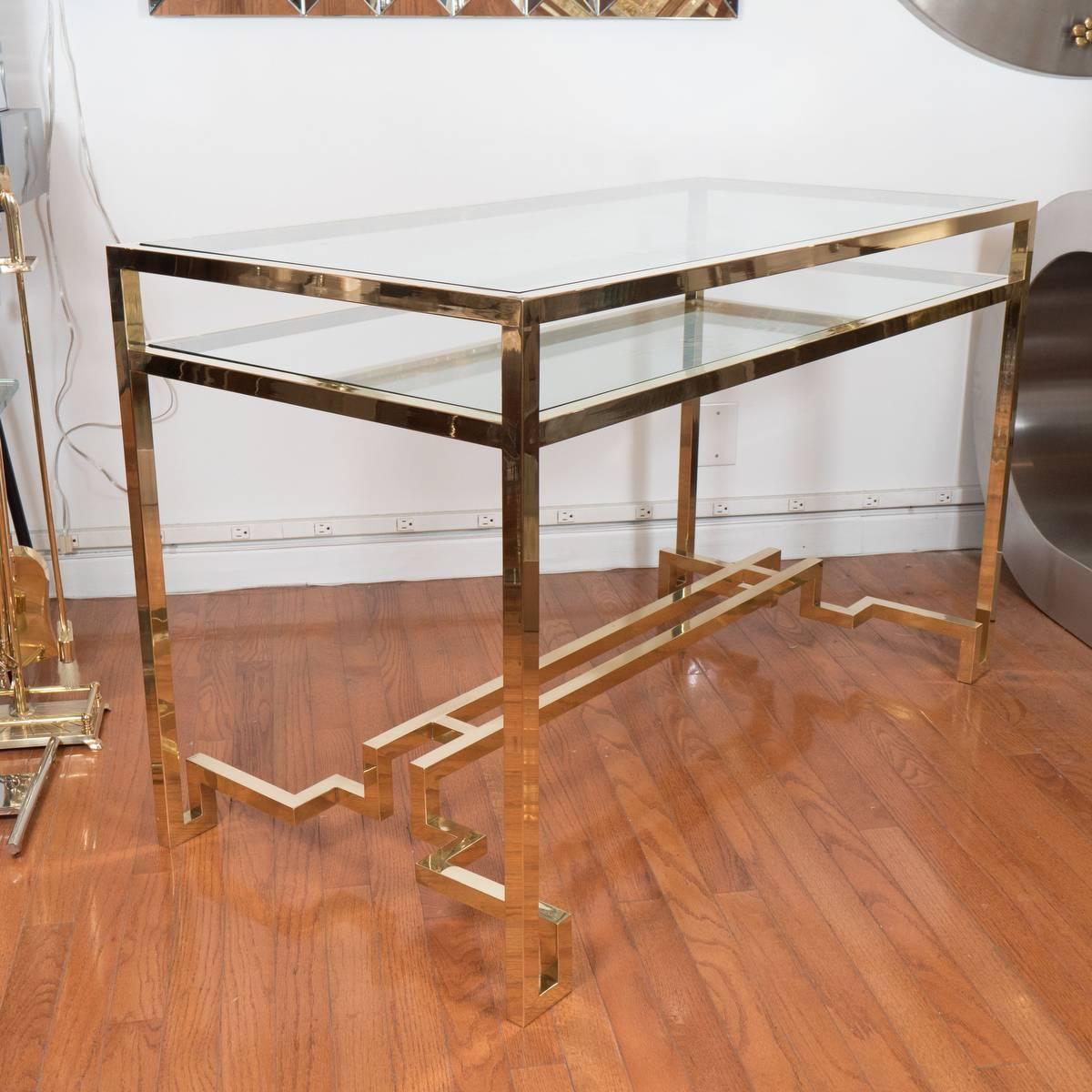 Mid-Century Modern Stylized Brass Desk