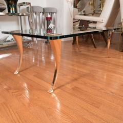 Brass Coffee Table with Sculptural Brass Legs