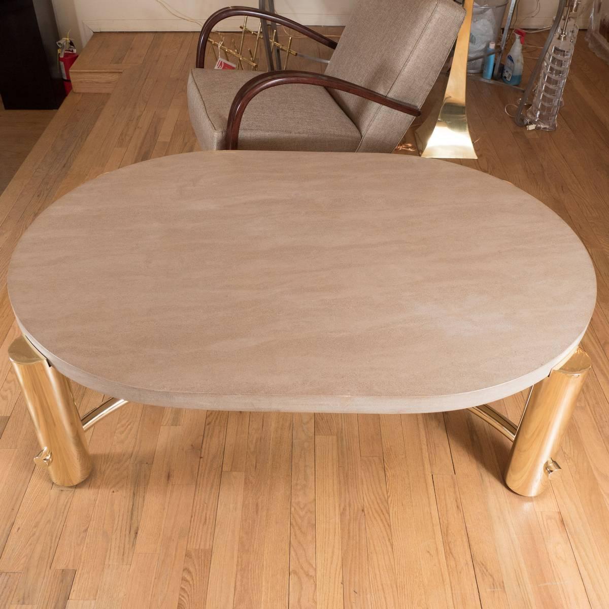 Italian Elliptical Coffee Table with Stone Top