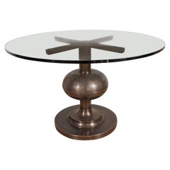 Circular Patinated and Repoussed Bronze Center Table