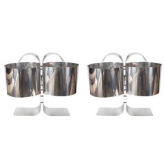Pair of Curvilinear Aluminum Table Lamps 7