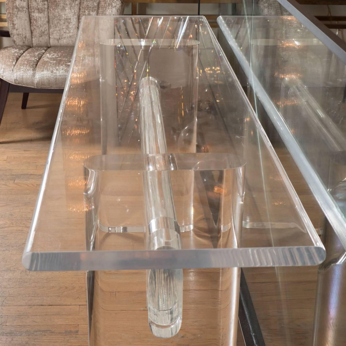 Mid-Century Modern Rectangular Lucite Console Table