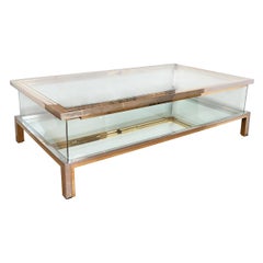 Rectangular Brass, Nickel and Glass Coffee Table