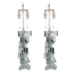 Pair of Stacked Glass Fragment Table Lamps