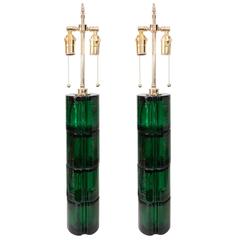 Pair of Green Murano Glass Lamps 5
