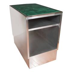 Pair of Steel Tables with Faux Malachite Tops 10