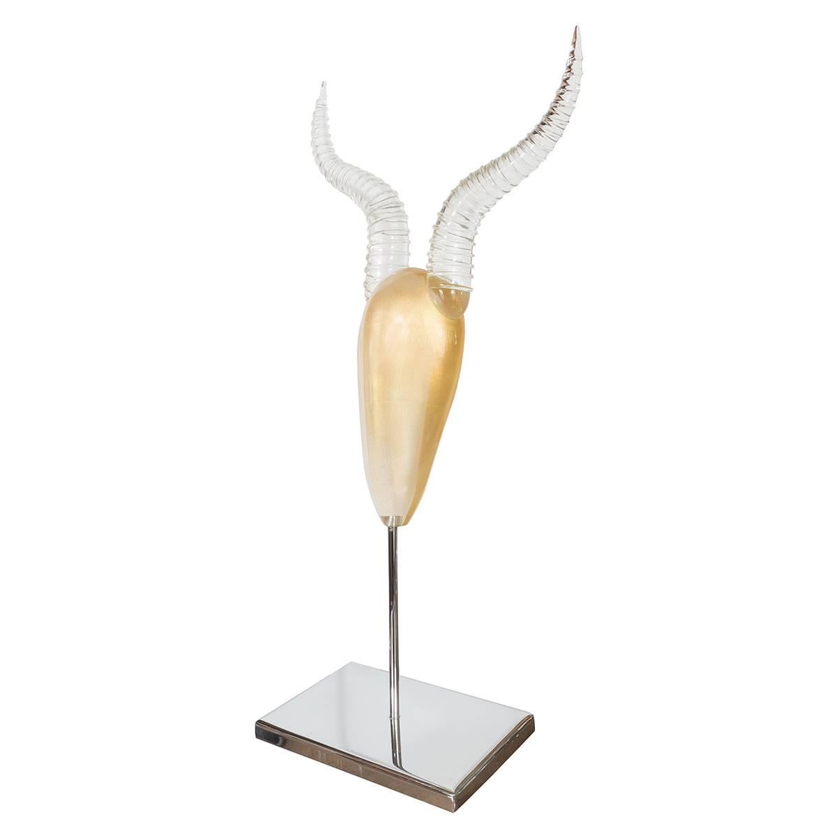 Gold Murano Glass Kudu Sculpture
