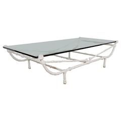 Rectangular White Wrought Iron Coffee Table