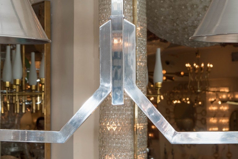 Polished Nickel Two-Arm Linear Chandelier