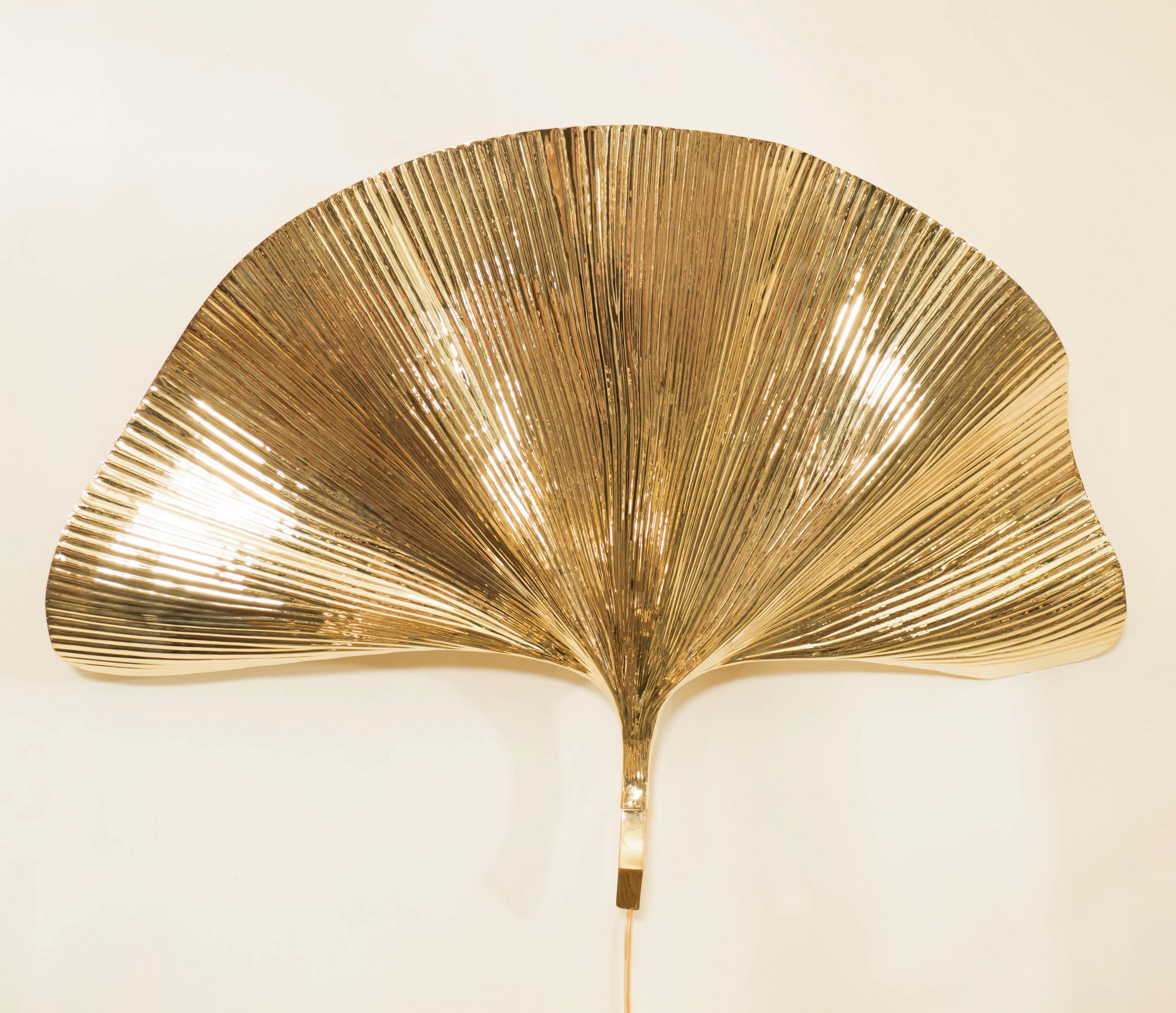 Pair of Brass Ginkgo Leaf Sconces