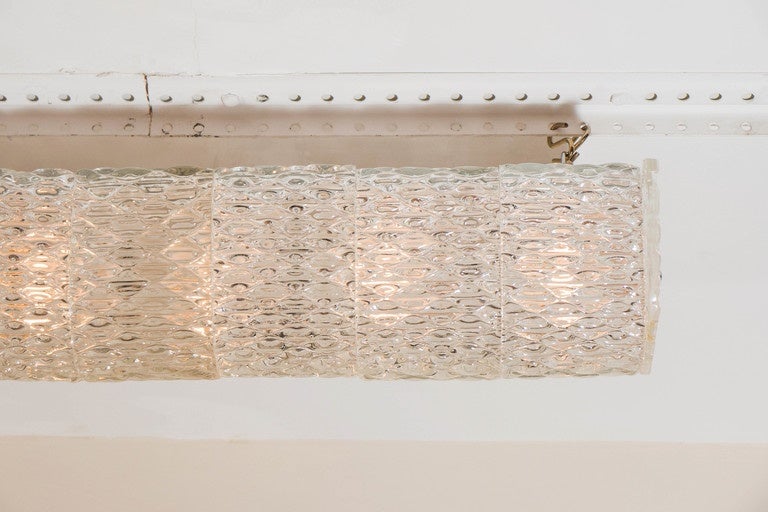 Mid-Century Modern Slender Textured Glass Flush Mount Ceiling Fixture