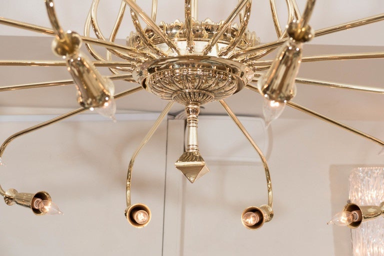 Large Brass 24-Arm Chandelier