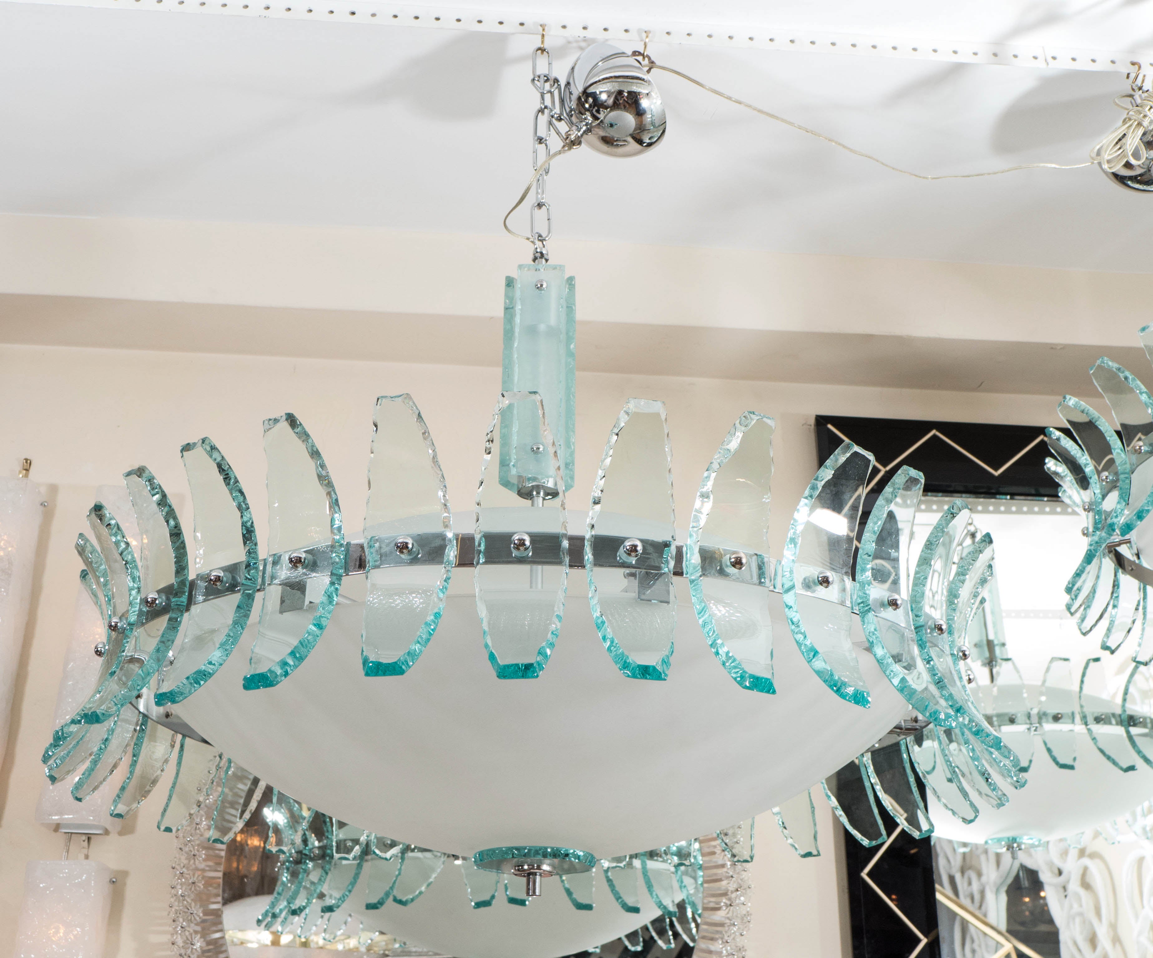 Large-Scale Frosted Glass Chandelier