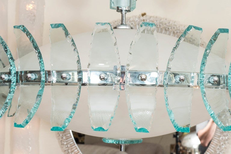 Italian Large-Scale Frosted Glass Chandelier