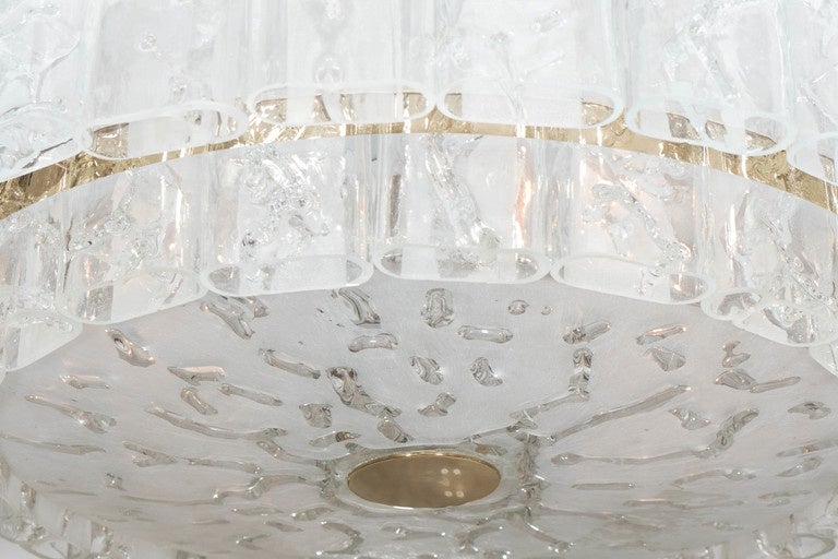 Two-Tier Molded Glass Element Chandeliers Attributed to Doria In Good Condition In New York, NY
