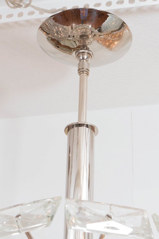 Chrome Pendant Ceiling Fixture with Faceted Glass Elements by Kalmar In Good Condition In New York, NY