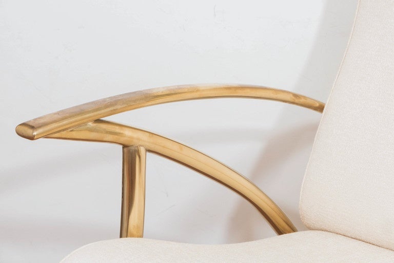 Mid-Century Modern Stylized Brass Armchair