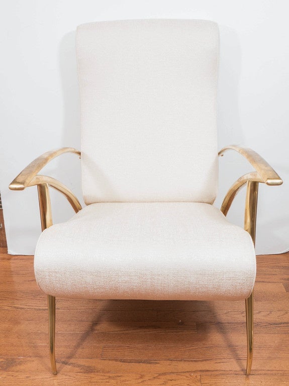 Italian Stylized Brass Armchair