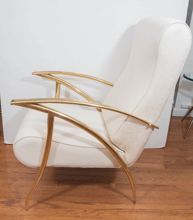 Stylized Brass Armchair In Good Condition In New York, NY