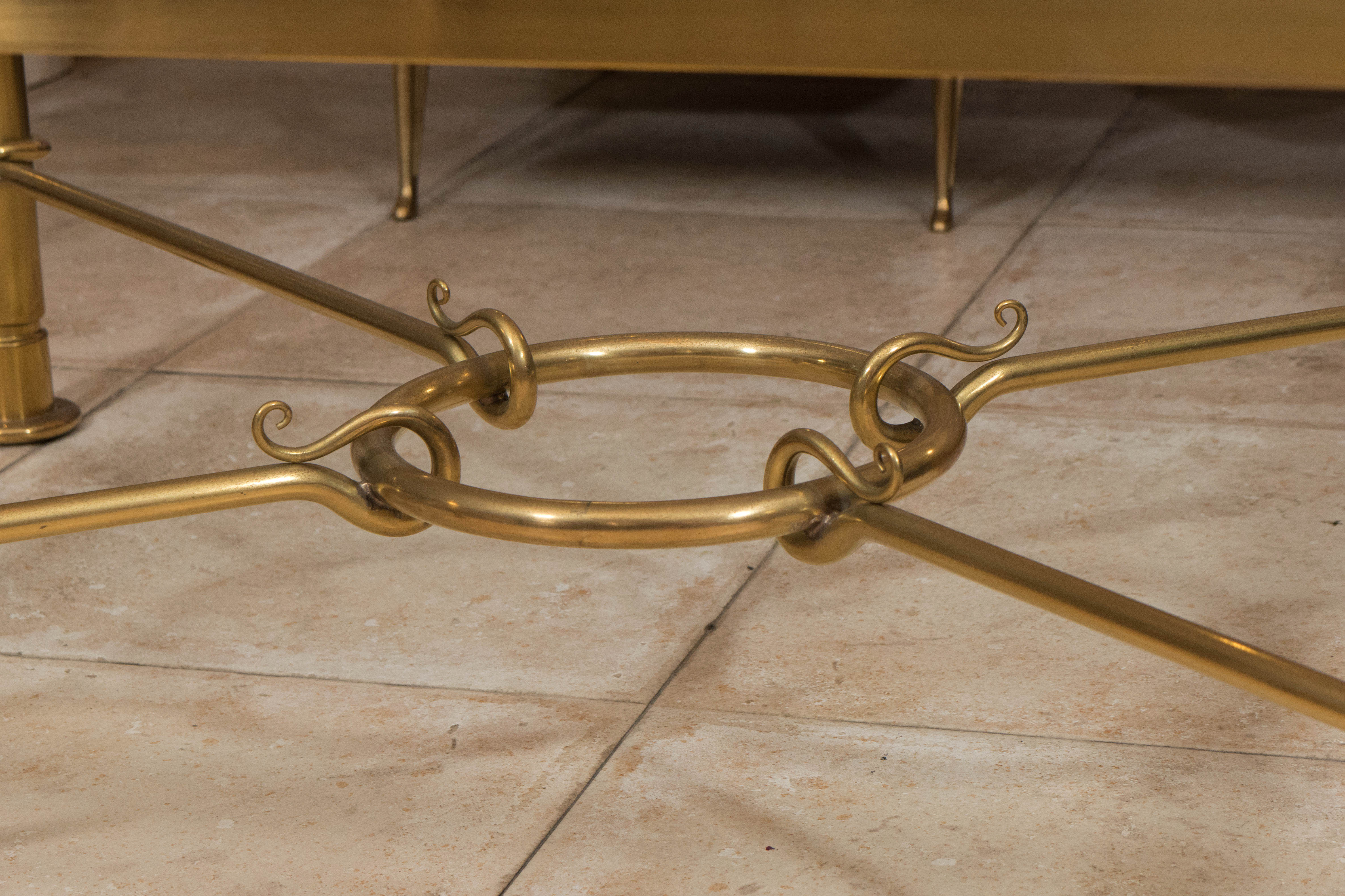 Brass coffee table with cross bar design 1