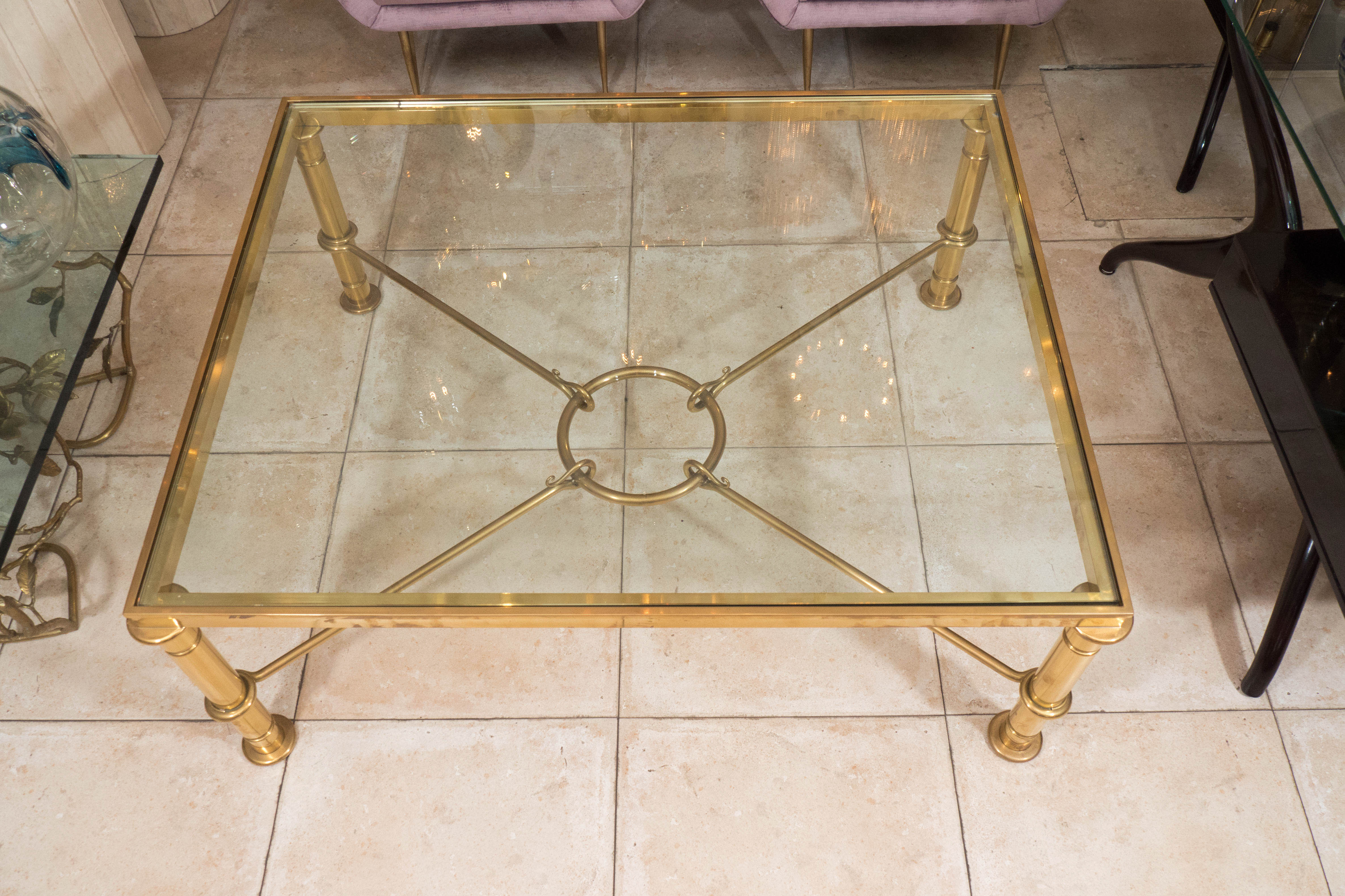 Brass coffee table with cross bar design 2